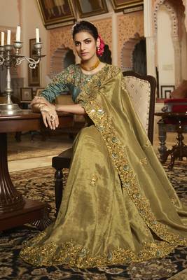 Chiku embroidered viscose saree with blouse 2