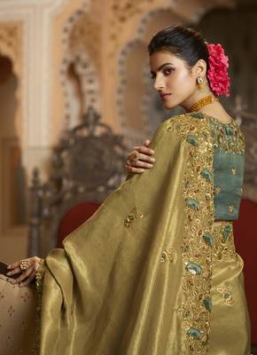 Chiku embroidered viscose saree with blouse 3