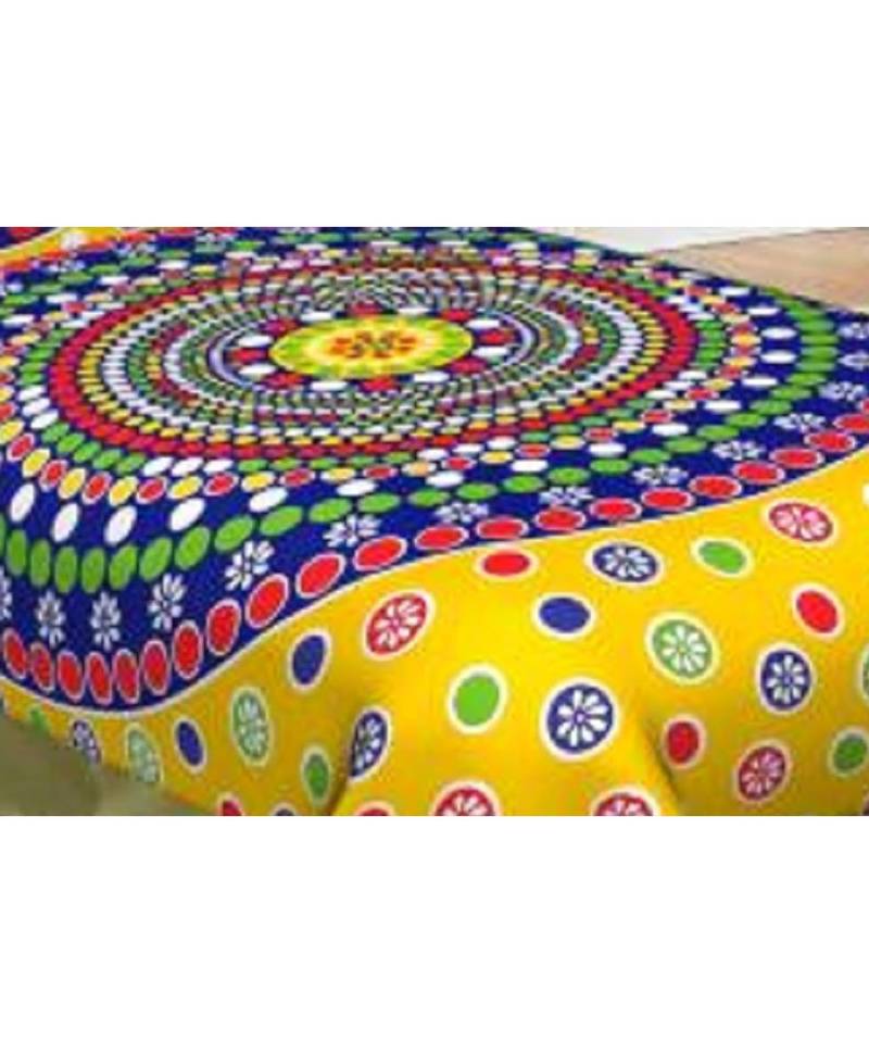 Yellow Color Pure Cotton Single size Bedsheet With  Pillow Cover Single Pollins Yellow