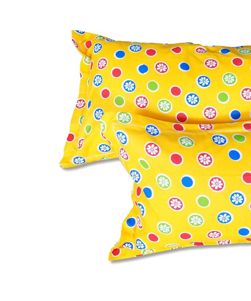 Yellow Color Pure Cotton Single size Bedsheet With  Pillow Cover Single Pollins Yellow