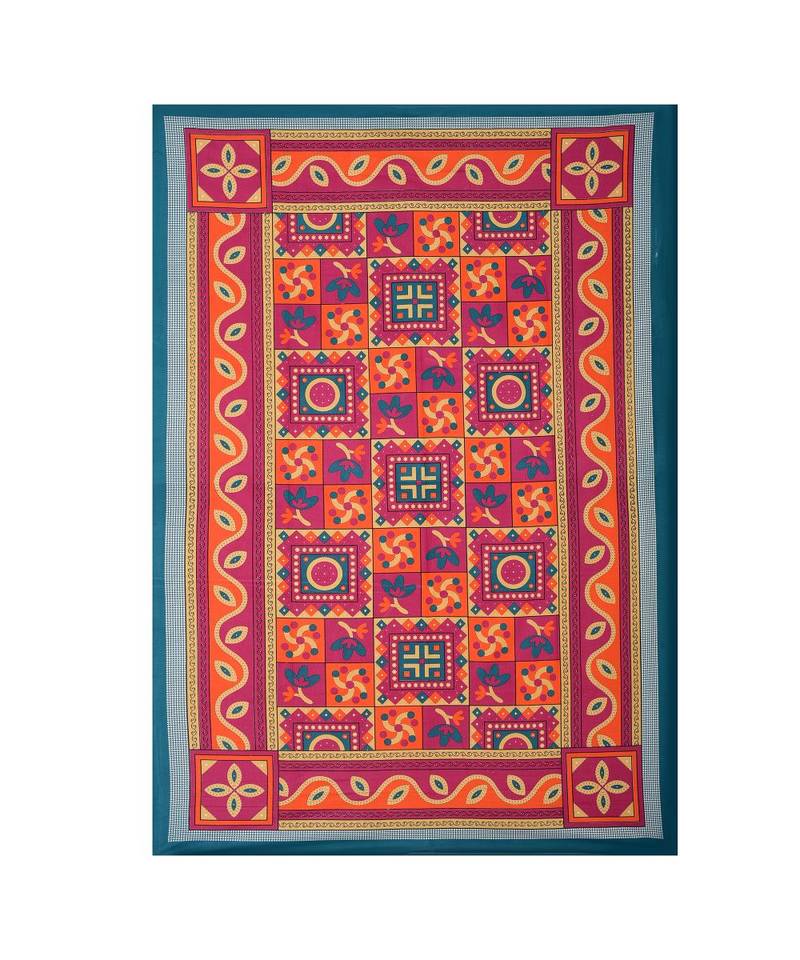 Orange Color Pure Cotton Single size Bedsheet With  Pillow Cover Single shakiya Orange