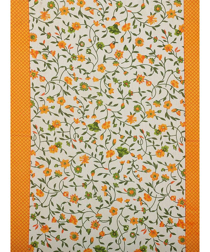 Yellow Color Pure Cotton Single size Bedsheet With  Pillow Cover Single white phool Yellow