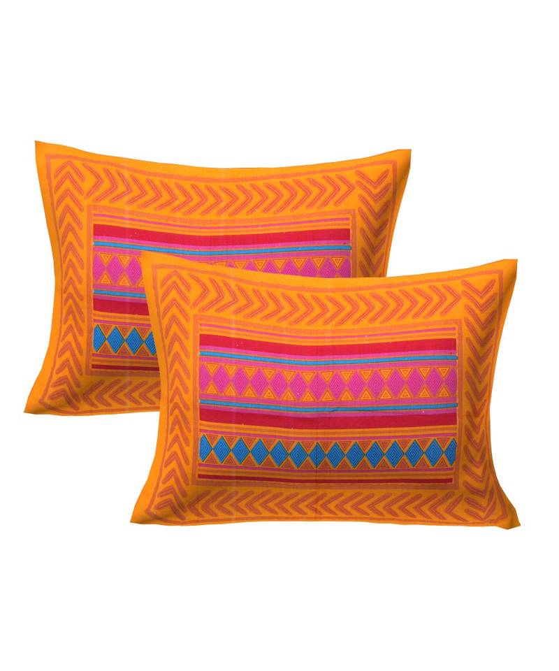 Yellow Color Pure Cotton Single size Bedsheet With  Pillow Cover Single zig zag Yellow