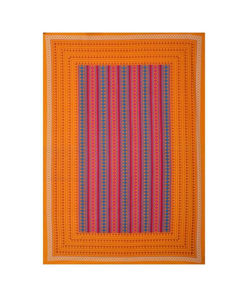 Yellow Color Pure Cotton Single size Bedsheet With  Pillow Cover Single zig zag Yellow