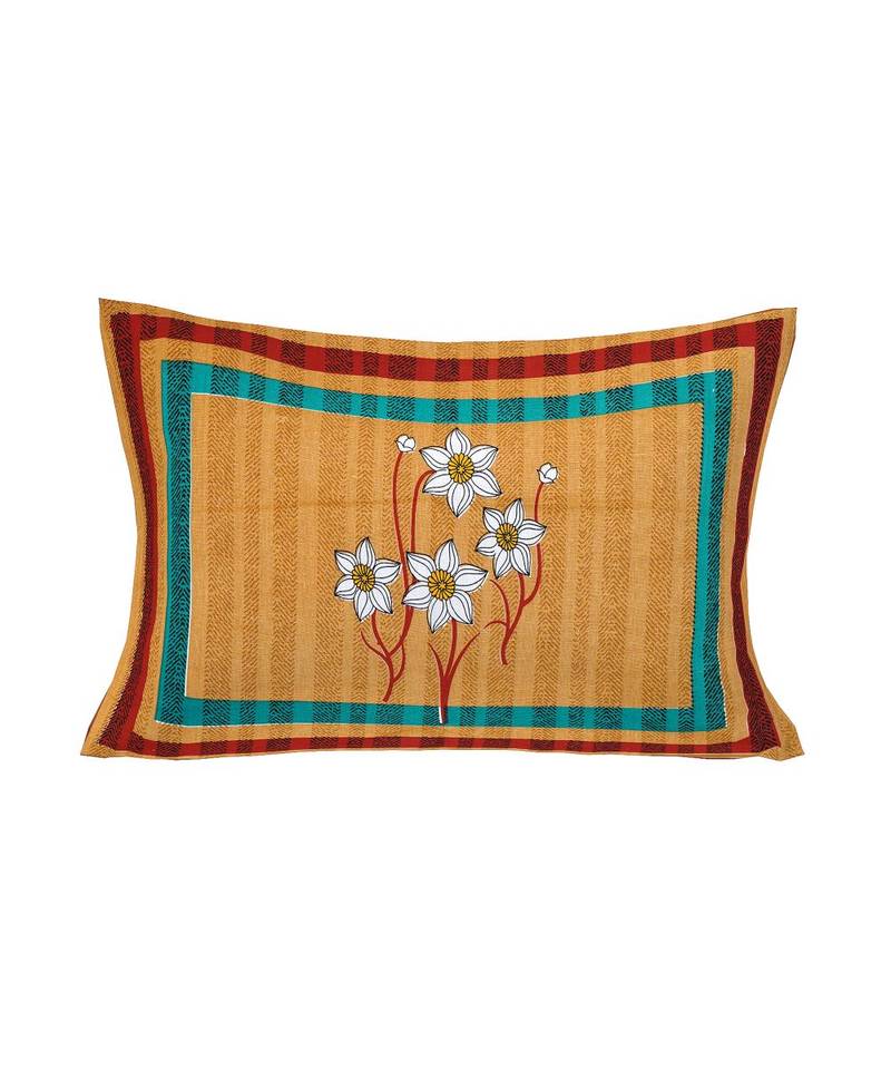 Yellow Color Pure Cotton Single size Bedsheet With  Pillow Cover fool 4 yellow