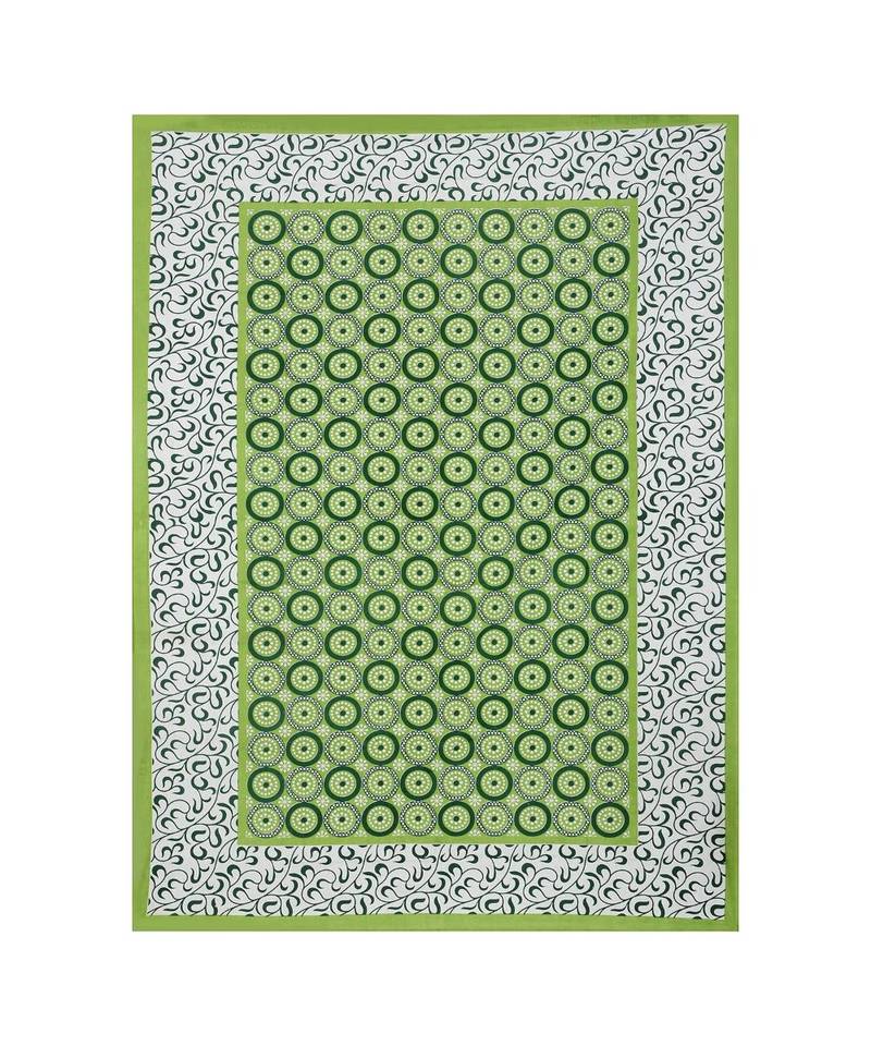 green Color Pure Cotton Single size Bedsheet With  Pillow Cover gola jalebi green