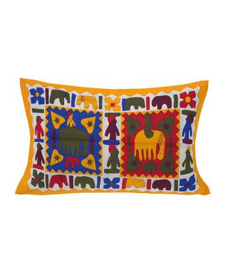 Yellow Color Pure Cotton Single size Bedsheet With  Pillow Cover hathi city yellow 1