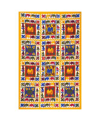 Yellow Color Pure Cotton Single size Bedsheet With  Pillow Cover hathi city yellow 2