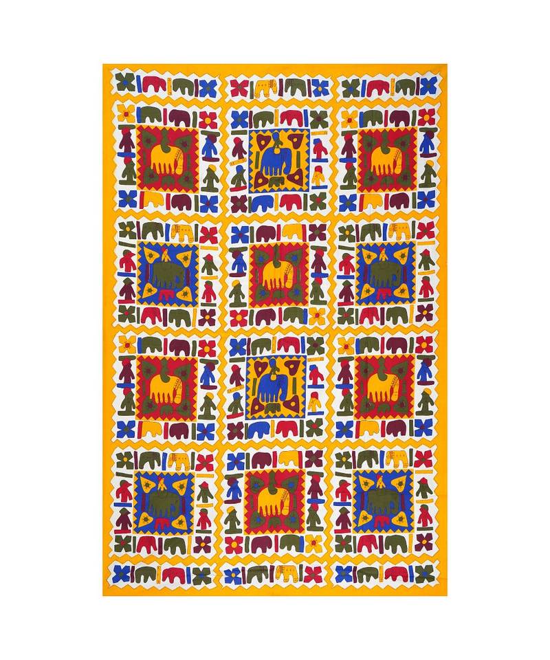 Yellow Color Pure Cotton Single size Bedsheet With  Pillow Cover hathi city yellow