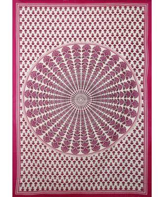 pink Color Pure Cotton Single size Bedsheet With  Pillow Cover mor pankh pink 1