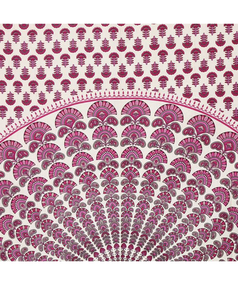 pink Color Pure Cotton Single size Bedsheet With  Pillow Cover mor pankh pink