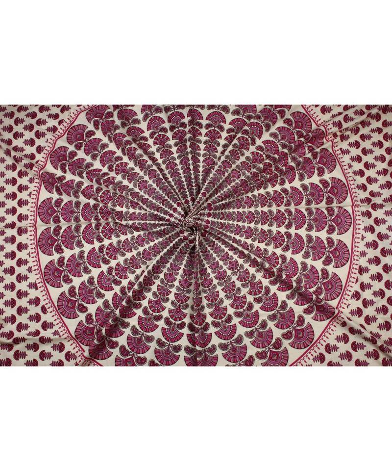 pink Color Pure Cotton Single size Bedsheet With  Pillow Cover mor pankh pink