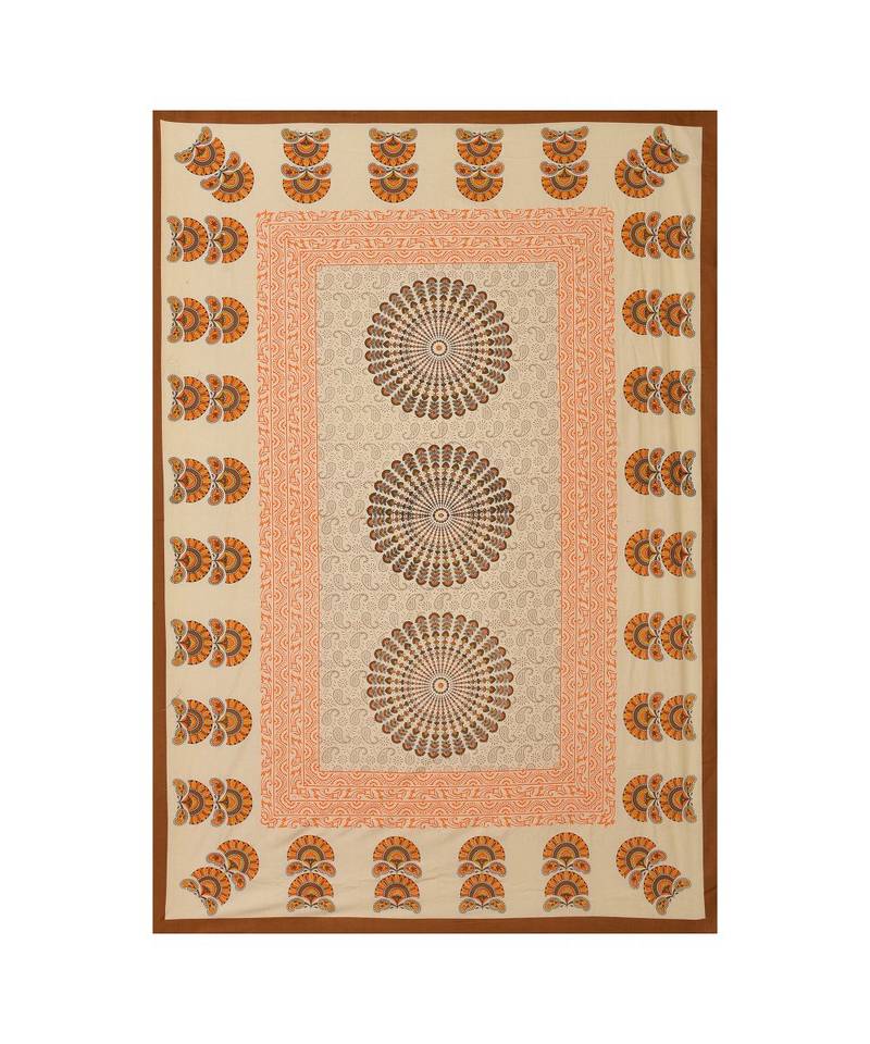 Yellow Color Pure Cotton Single size Bedsheet With  Pillow Cover pankh border yellow