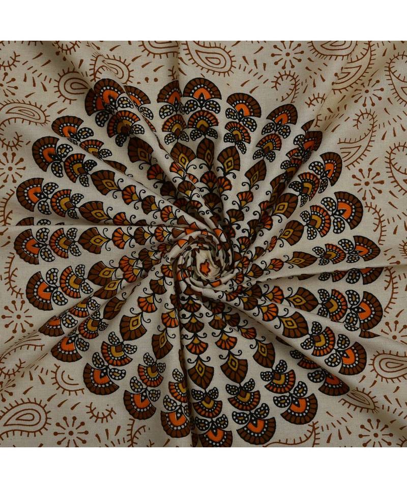 Yellow Color Pure Cotton Single size Bedsheet With  Pillow Cover pankh border yellow