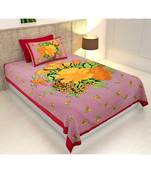 Yellow Color Pure Cotton Single size Bedsheet With  Pillow Cover rose yellow