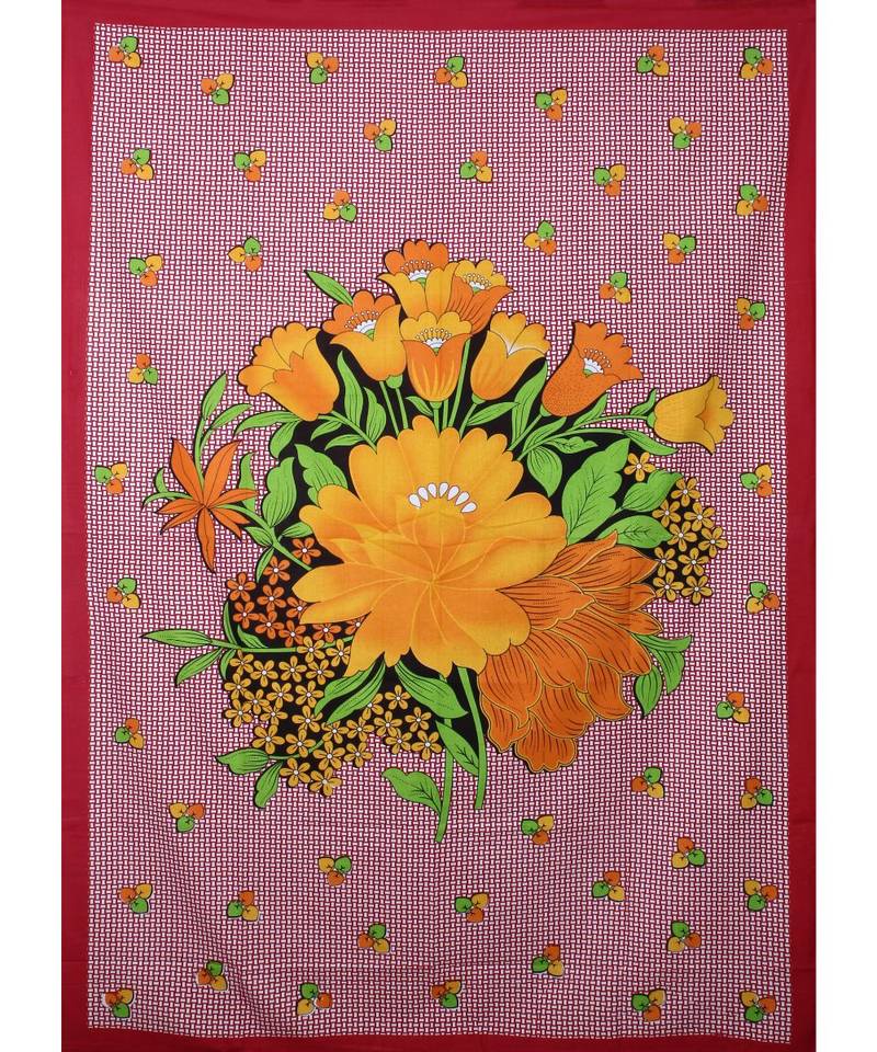 Yellow Color Pure Cotton Single size Bedsheet With  Pillow Cover rose yellow