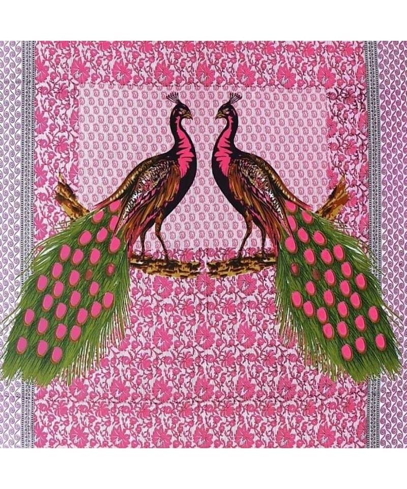 Pink Color Pure Cotton Single size Bedsheet With  Pillow Cover Single 2 mor Pink