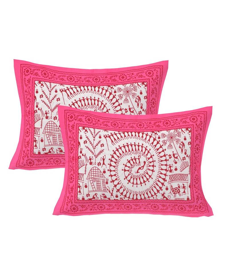 Pink Color Pure Cotton Single size Bedsheet With  Pillow Cover Single Aadimanav Pink