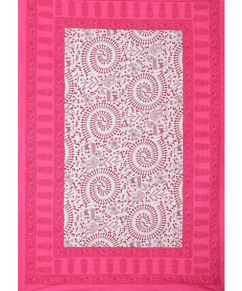 Pink Color Pure Cotton Single size Bedsheet With  Pillow Cover Single Aadimanav Pink