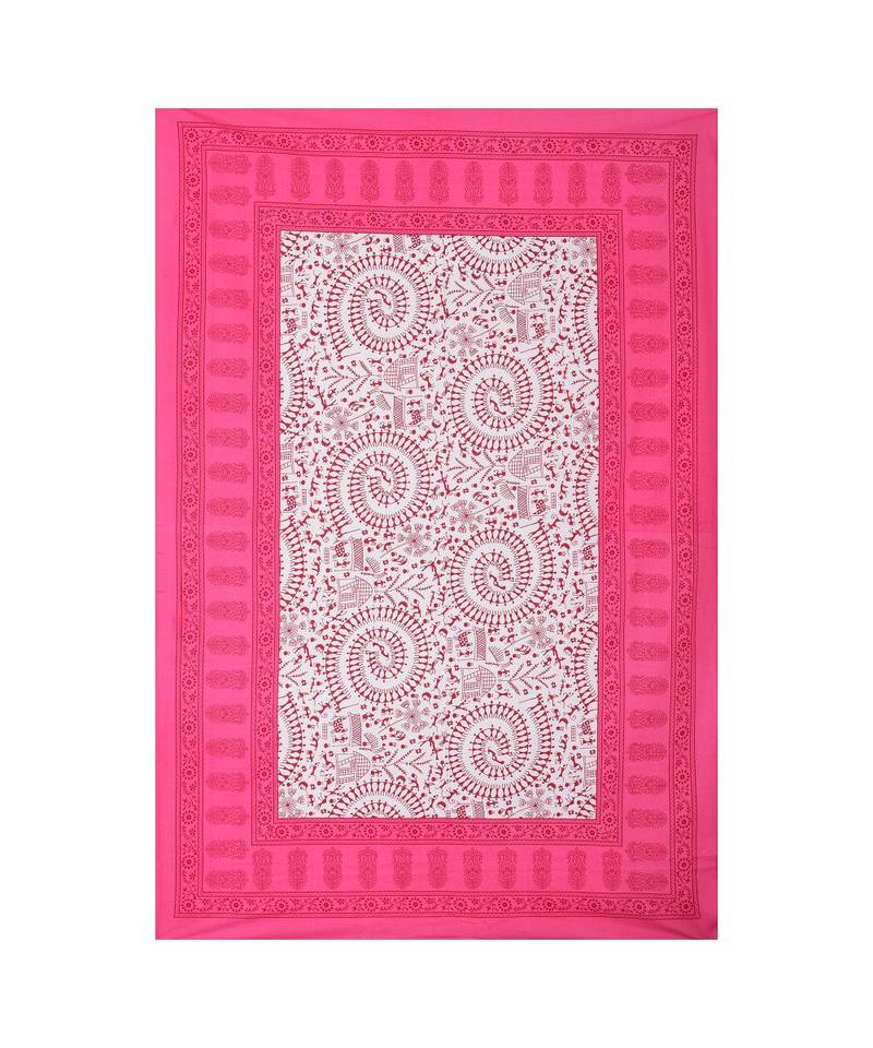 Pink Color Pure Cotton Single size Bedsheet With  Pillow Cover Single Aadimanav Pink