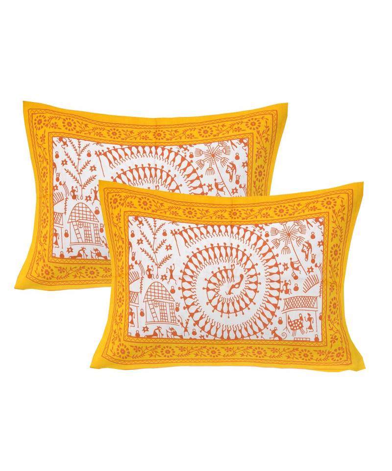 Yellow Color Pure Cotton Single size Bedsheet With  Pillow Cover Single Aadimanav yellow