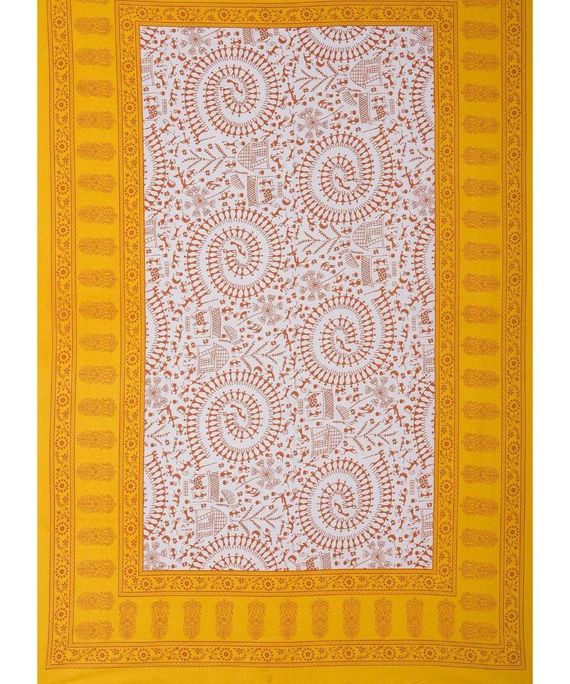 Yellow Color Pure Cotton Single size Bedsheet With  Pillow Cover Single Aadimanav yellow