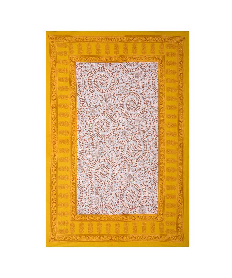 Yellow Color Pure Cotton Single size Bedsheet With  Pillow Cover Single Aadimanav yellow