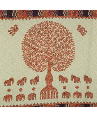Orange Color Pure Cotton Single size Bedsheet With  Pillow Cover Single Barmeri Tree Orange 2