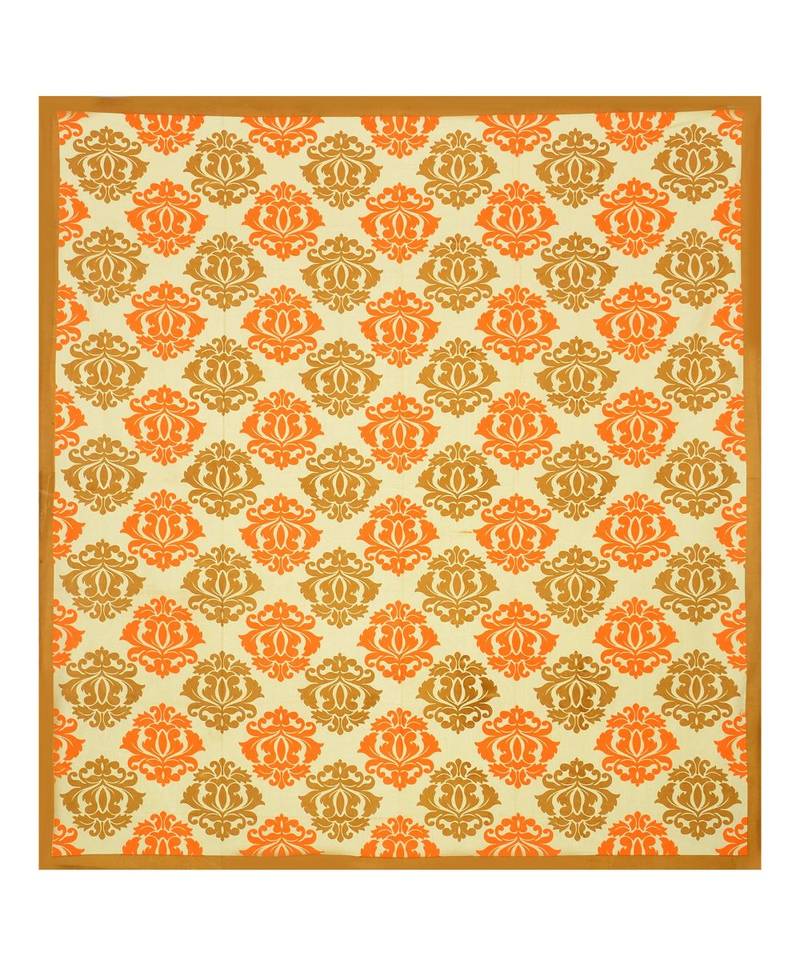 Orange Color Pure Cotton Single size Bedsheet With  Pillow Cover Single Block prints Orange