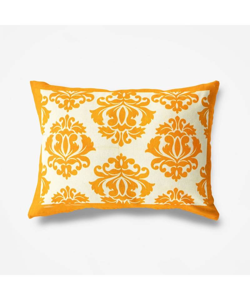 Orange Color Pure Cotton Single size Bedsheet With  Pillow Cover Single Block prints Orange