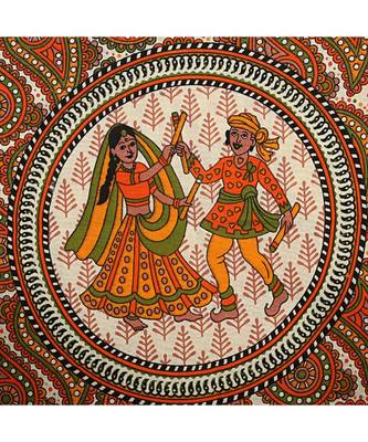 Orange Color Pure Cotton Single size Bedsheet With  Pillow Cover Single Circule Dandiya Orange 2