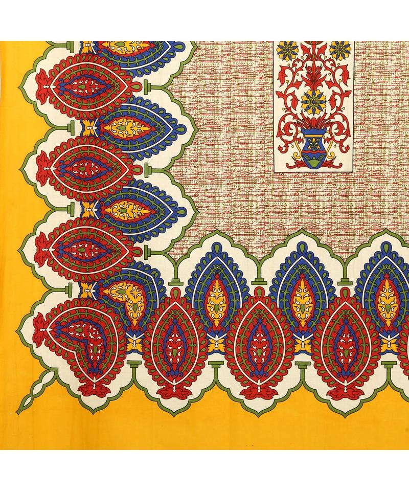 Yellow Color Pure Cotton Single size Bedsheet With  Pillow Cover Single gamla patta Yellow