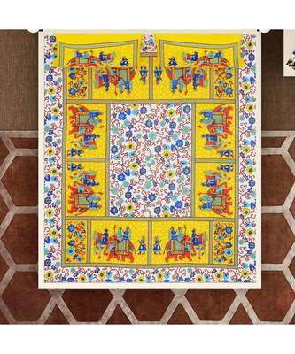 Yellow Color Pure Cotton Single size Bedsheet With  Pillow Cover Single Hathi 4 Side Yellow 5