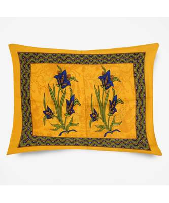 Yellow Color Pure Cotton Single size Bedsheet With  Pillow Cover Single Kashmir Kali Yellow 4