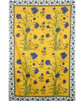 Yellow Color Pure Cotton Single size Bedsheet With  Pillow Cover Single Kashmir Kali Yellow 5