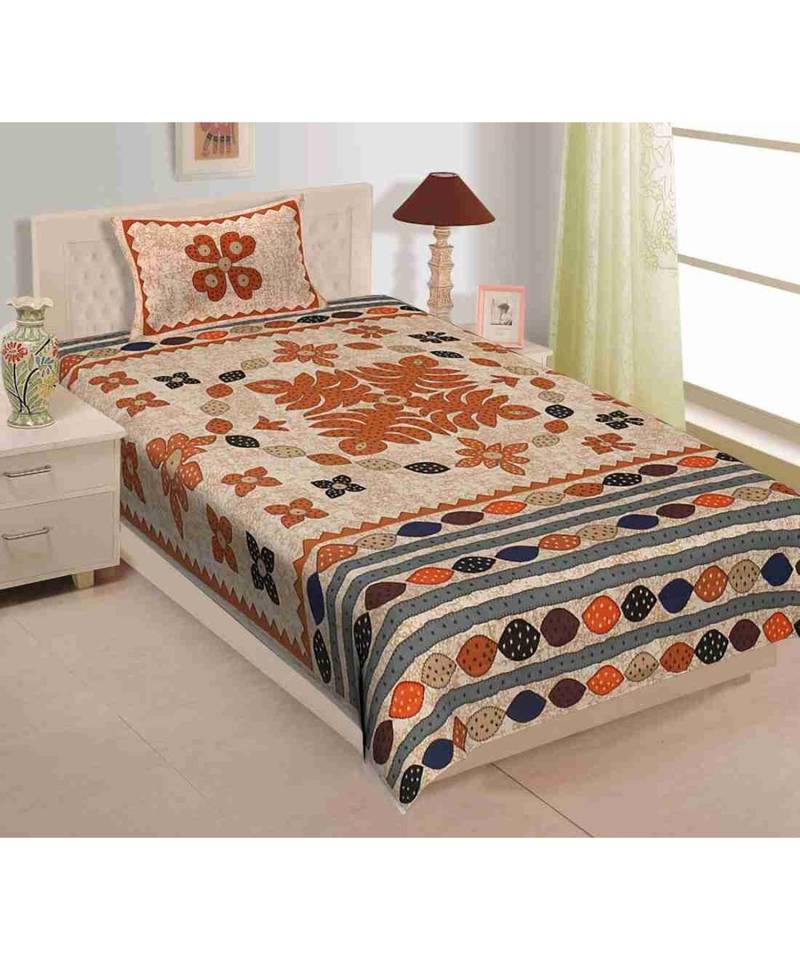 yellow Color Pure Cotton Single size Bedsheet With  Pillow Coverbarmeri china yellow