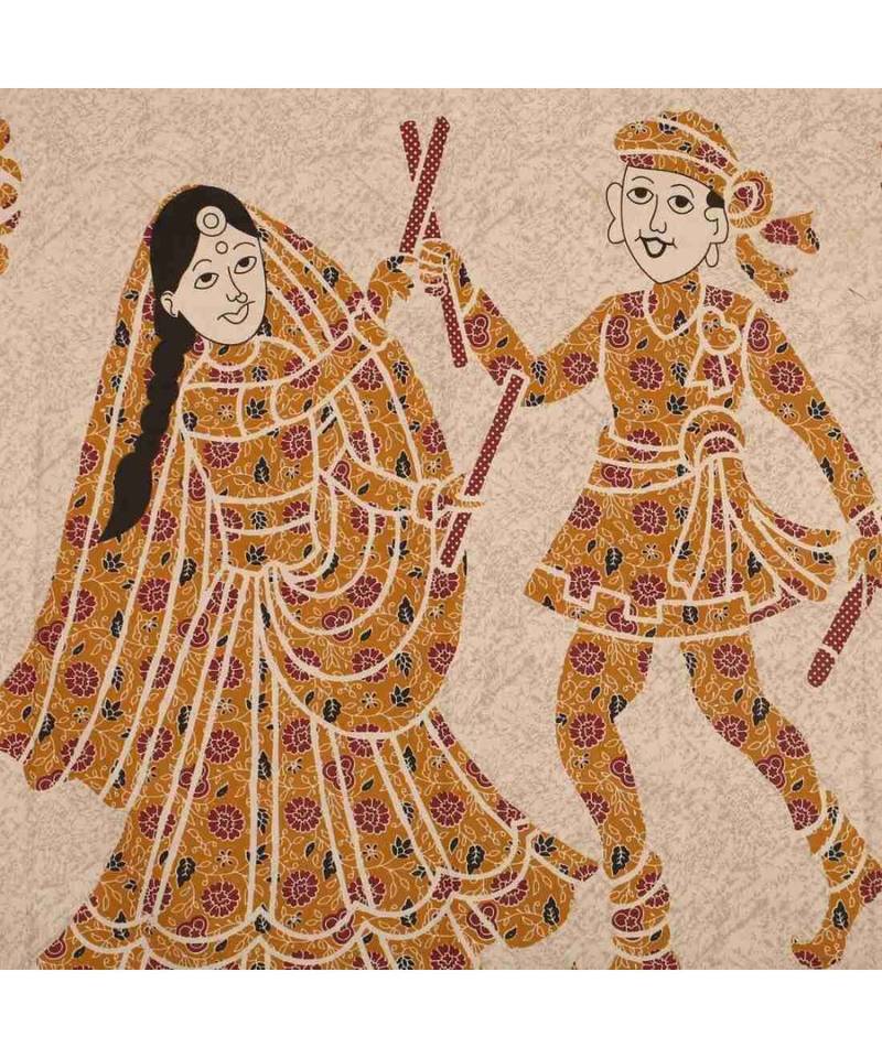 Yellow Color Pure Cotton Single size Bedsheet With  Pillow Coverbarmeri dandiya yellow