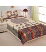 Yellow Color Pure Cotton Single size Bedsheet With  Pillow Coverbarmeri tree yellow