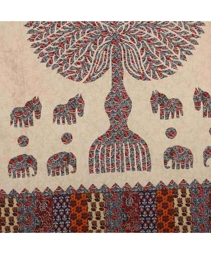 Yellow Color Pure Cotton Single size Bedsheet With  Pillow Coverbarmeri tree yellow