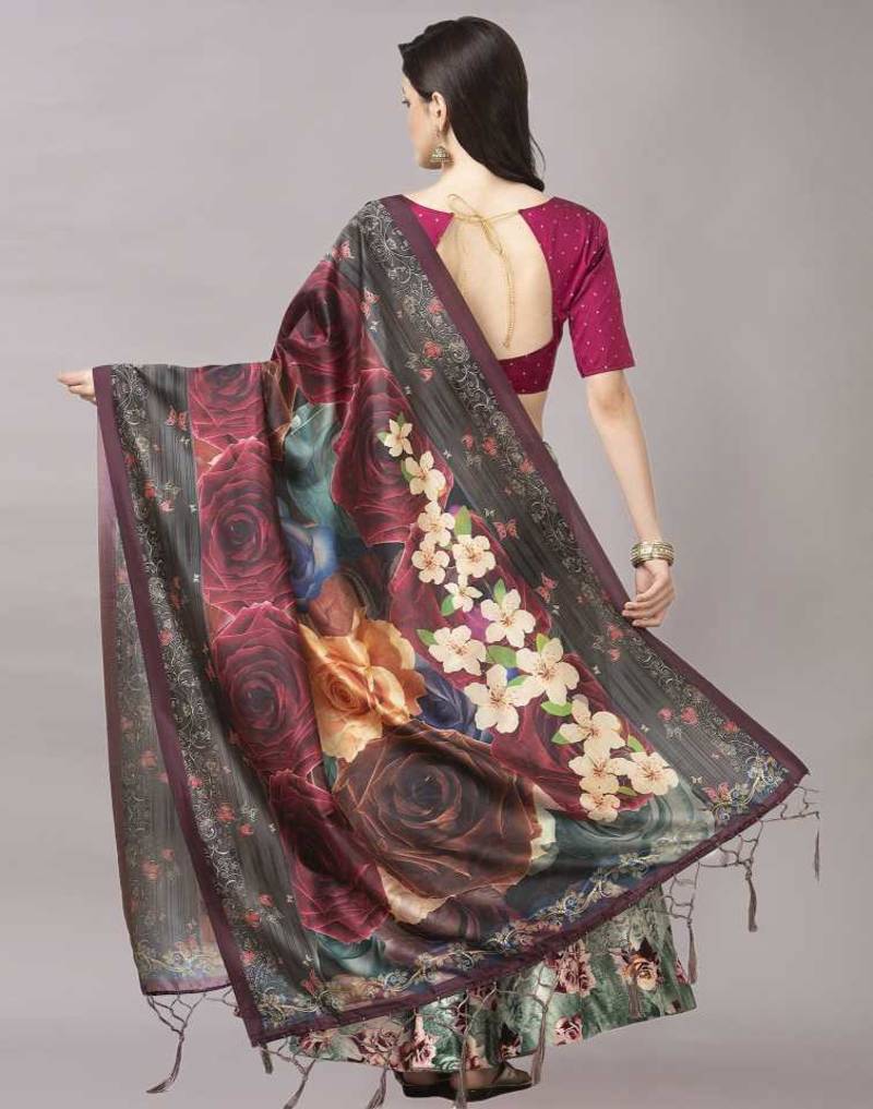  Women's Silk Blend Semi-stitched Lehenga Choli 