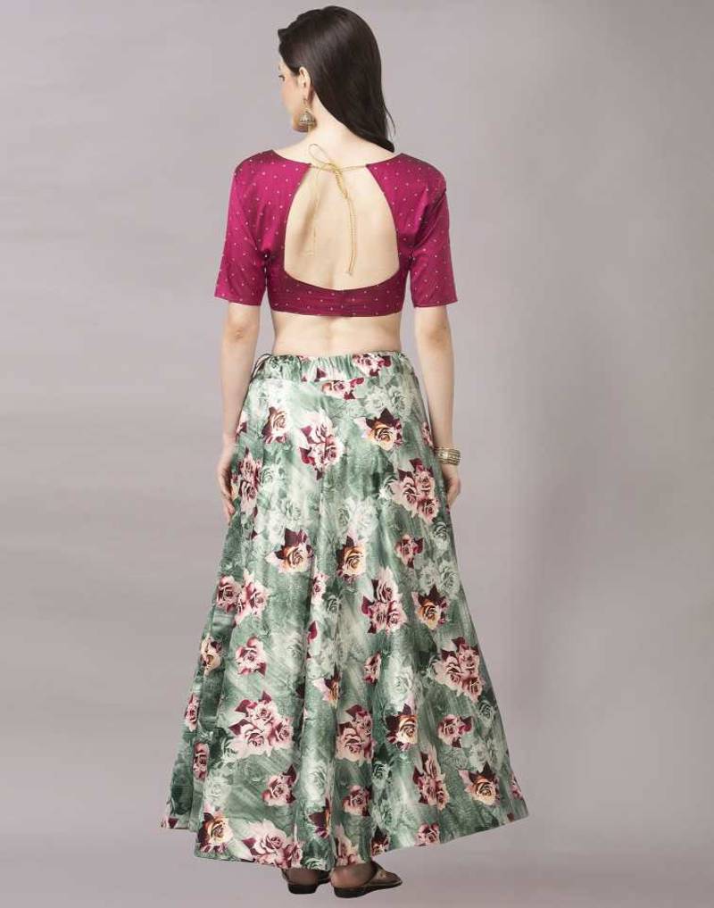  Women's Silk Blend Semi-stitched Lehenga Choli 