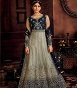 Grey embroidered net salwar
