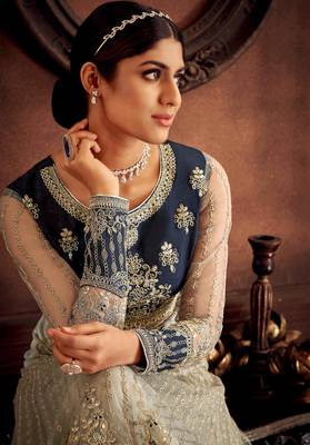 Grey embroidered net salwar 3