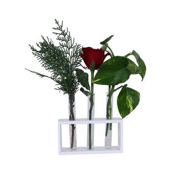 Ratash Corian Solid Surface Hydroponic Test Tube Planter Rectangular Twinkling White with 3 Glass Test Tube 1