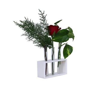 Ratash Corian Solid Surface Hydroponic Test Tube Planter Rectangular Twinkling White with 3 Glass Test Tube 2