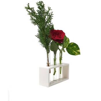 Ratash Corian Solid Surface Hydroponic Test Tube Planter Rectangular Twinkling White with 3 Glass Test Tube 8