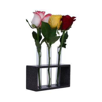 Ratash Corian Solid Surface Hydroponic Test Tube Planter Rectangular Twinkling White with 3 Glass Test Tube 2