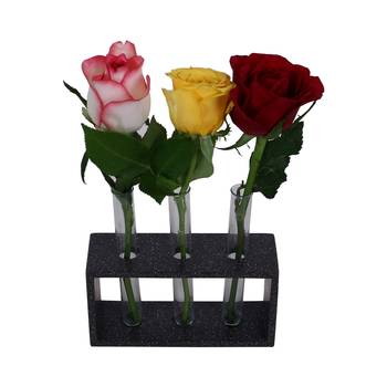 Ratash Corian Solid Surface Hydroponic Test Tube Planter Rectangular Twinkling White with 3 Glass Test Tube 3