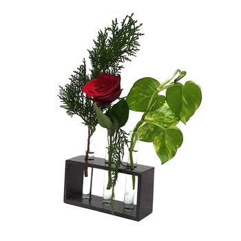 Ratash Corian Solid Surface Hydroponic Test Tube Planter Rectangular Twinkling White with 3 Glass Test Tube 6