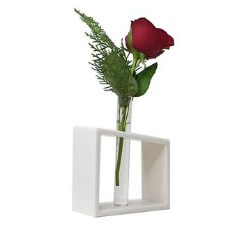 Ratash Corian Solid Surface Hydroponic Test Tube Planter Incline Twinkling White with 1 Glass Test Tube  1